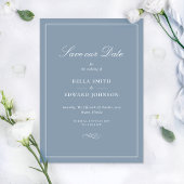 Dusty Blue Elegant Wedding Save the Date Kaart