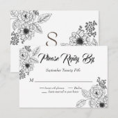 Dusty Blue Elegant White Gray Floral Heart Wedding Informatiekaartje (Voorkant / Achterkant)
