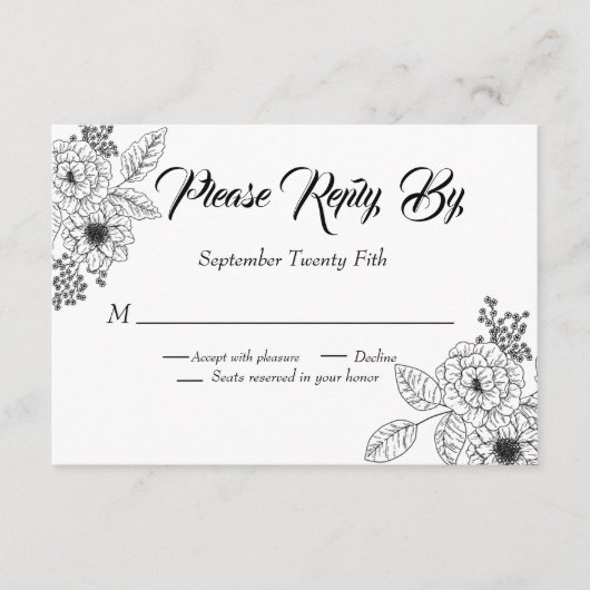 Dusty Blue Elegant White Gray Floral Heart Wedding Informatiekaartje (Voorkant)