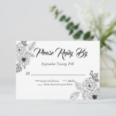 Dusty Blue Elegant White Gray Floral Heart Wedding Informatiekaartje (Staand voorkant)