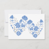 Dusty Blue Elegant White Gray Floral Heart Wedding Kaart (Achterkant)