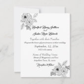 Dusty Blue Elegant White Gray Floral Heart Wedding Save The Date (Voorkant)