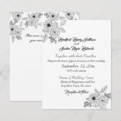 Dusty Blue Elegant White Gray Floral Heart Wedding Save The Date (Voorkant / Achterkant)