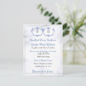 Dusty Blue Elegant White Gray Floral Heart Wedding Save The Date (Staand voorkant)