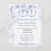 Dusty Blue Elegant White Gray Floral Heart Wedding Save The Date (Voorkant / Achterkant)