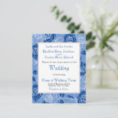 Dusty Blue Elegant White Gray Floral Heart Wedding Save The Date (Staand voorkant)