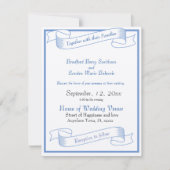 Dusty Blue Elegant White Gray Floral Heart Wedding Save The Date (Voorkant)