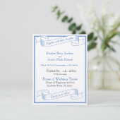 Dusty Blue Elegant White Gray Floral Heart Wedding Save The Date (Staand voorkant)