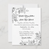 Dusty Blue Elegant White Gray Floral Heart Wedding Save The Date (Voorkant)