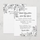 Dusty Blue Elegant White Gray Floral Heart Wedding Save The Date (Voorkant / Achterkant)
