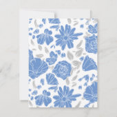 Dusty Blue Elegant White Gray Floral Heart Wedding Save The Date (Achterkant)