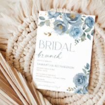 Dusty blue elegante floral rozen bruids brunch