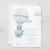 Dusty Blue Elephant Baby is Baby shower Kaart (Voorkant)