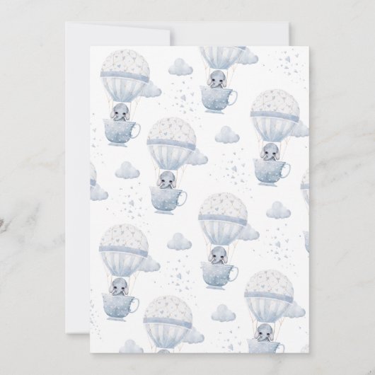 Dusty Blue Elephant Baby is Baby shower Kaart (Achterkant)