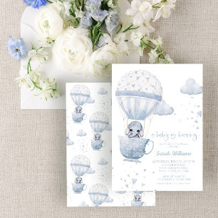 Dusty Blue Elephant Baby is Baby shower Kaart