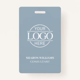 Dusty Blue Employee ID with Custom Business Logo Badge