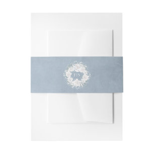 Dusty Blue en Baby's Breath Bloemen Krans Uitnodigingen Wikkel