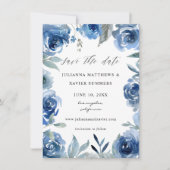 Dusty Blue en Blue Floral Save The Date (Voorkant)