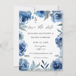 Dusty Blue en Blue Floral Save The Date