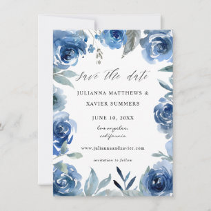 Dusty Blue en Blue Floral Save The Date