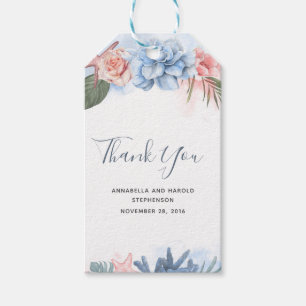 Dusty Blue en Blush Beach geïnspireerd Dank u Cadeaulabel