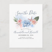 Dusty Blue en Blush Beach Save the Date Aankondigingskaart (Voorkant)