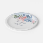 Dusty Blue en Blush Bestemming Strand Bruiloft Papieren Bordje (Gekanteld)