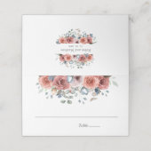 Dusty Blue en Blush Blissful Floral, Bruiloft Plaatskaartje (Buitenkant ongevouwen)
