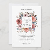 Dusty Blue en Blush Blissful Floral Wedding Kaart (Voorkant)