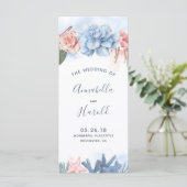 Dusty Blue en Blush bruiloft programma's (Staand voorkant)