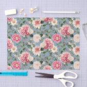 Dusty Blue en Blush Country Floral Pattern Tissuepapier (Craft)
