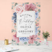 Dusty Blue en Blush Floral bruiloft Welkom Acryl Bord (Huwelijk)