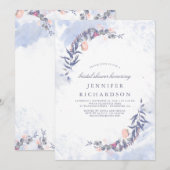 Dusty Blue en Blush Floral Vrijgezellenfeest Kaart (Voorkant / Achterkant)