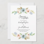 Dusty Blue en Blush Photo Weddenschap Save the Dat Save The Date (Voorkant)