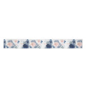 Dusty Blue en Blush Pink Floral Elegant Romantisch Satijnen Lint (Voorkant)