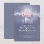 Dusty Blue en Blush Pink Floral Mason Jar Bruiloft Kaart (Voorkant / Achterkant)