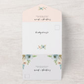 Dusty Blue en Blush Pink Floral Rustic Wedding All In One Uitnodiging (Buitenkant)