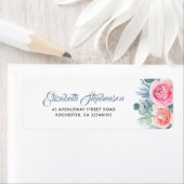 Dusty Blue en Blush Pink Floral Wedding Etiket (Insitu)
