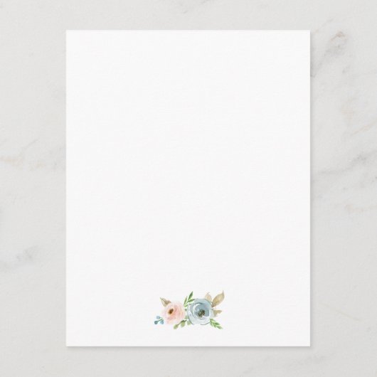 Dusty Blue en Blush Pink Floral Wedding Informatiekaartje (Achterkant)