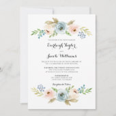 Dusty Blue en Blush Pink Floral Wedding Kaart (Voorkant)