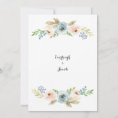 Dusty Blue en Blush Pink Floral Wedding Kaart (Achterkant)