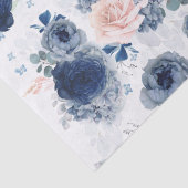 Dusty Blue en Blush Pink Flowers Elegant Tissuepapier (Detail)