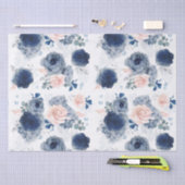 Dusty Blue en Blush Pink Flowers Elegant Tissuepapier (Craft)