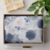 Dusty Blue en Blush Pink Flowers Elegant Tissuepapier (Geschenk)