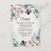 Dusty Blue en Blush Pink Mauve Floral Wedding Informatiekaartje (Voorkant)