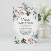 Dusty Blue en Blush Pink Mauve Floral Wedding Informatiekaartje (Staand voorkant)