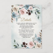 Dusty Blue en Blush Pink Mauve Floral Wedding Informatiekaartje (Voorkant)