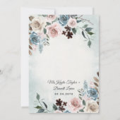 Dusty Blue en Blush Pink Mauve Floral Wedding Kaart (Achterkant)