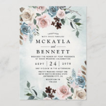 Dusty Blue en Blush Pink Mauve Floral Wedding
