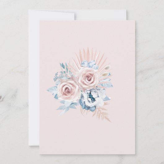 Dusty Blue en Blush Pink Wedding Kaart (Achterkant)